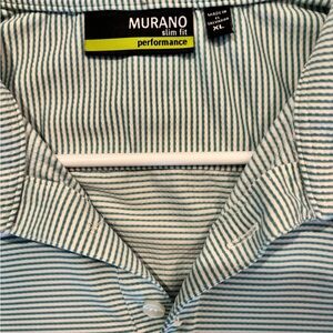 Murano Green Striped Casual Button Down Shirt